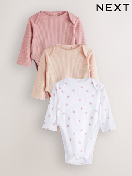 Pink Hip Dysplasia Long Sleeve 100% Cotton Bodysuits 3 Pack (N44442) | € 20 - € 23