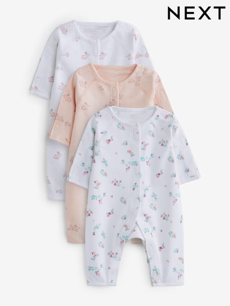 Pink Premature Baby 100% Cotton Sleepsuits 3 Pack (0-0mths) (N44457) | € 26