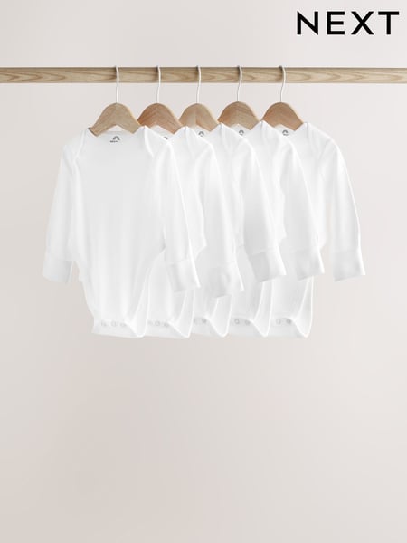 White Baby Hip Dysplasia Long Sleeve Bodysuits 5 Pack (N44478) | € 24 - € 27