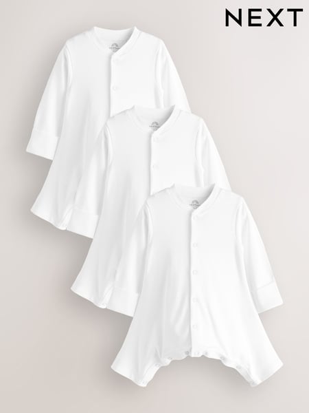 White Hip Dysplasia 100% Cotton Baby Sleepsuits 3 Pack (0-3yrs) (N44497) | € 27 - € 30