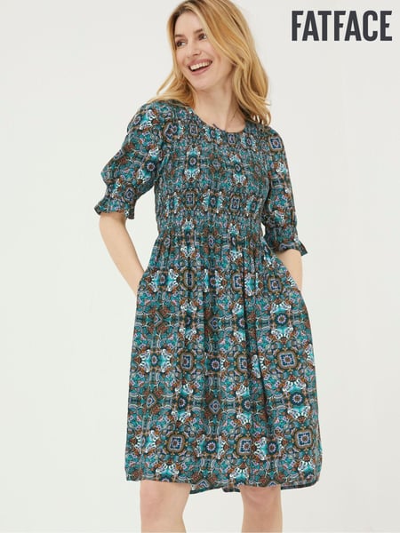 FatFace Green Pacey Mirrored Floral Dress (N44509) | € 25