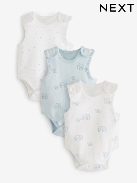 Blue Premature Baby Vest Bodysuits 3 Pack (N44793) | € 16