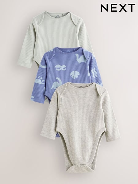 Blue Baby Hip Dysplasia Long Sleeve Bodysuits 3 Pack (N44794) | € 20 - € 23
