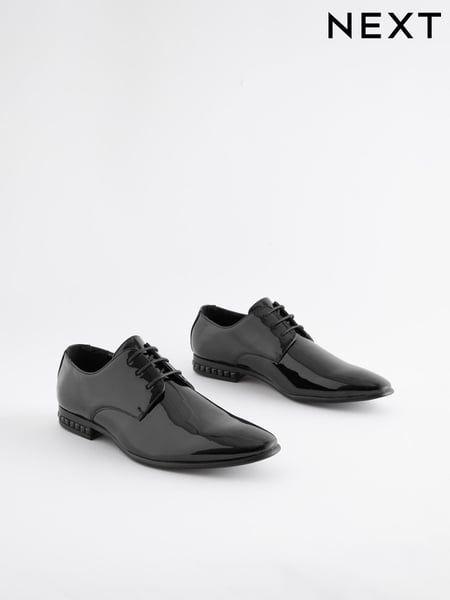Black High Shine Jewel Trim Patent Derby Shoes (N44918) | € 63