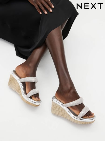 Silver Forever Comfort® Bling Mule Wedges (N45044) | € 15