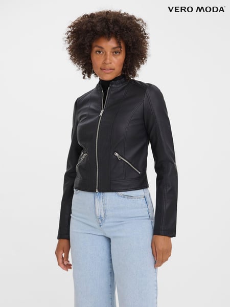 VERO MODA Black Faux Leather PU 100% Cotton Jacket (N49393) | € 33