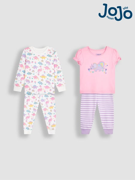 JoJo Maman Bébé Pink 2-Pack Dino Jersey Pyjamas (N49478) | € 47