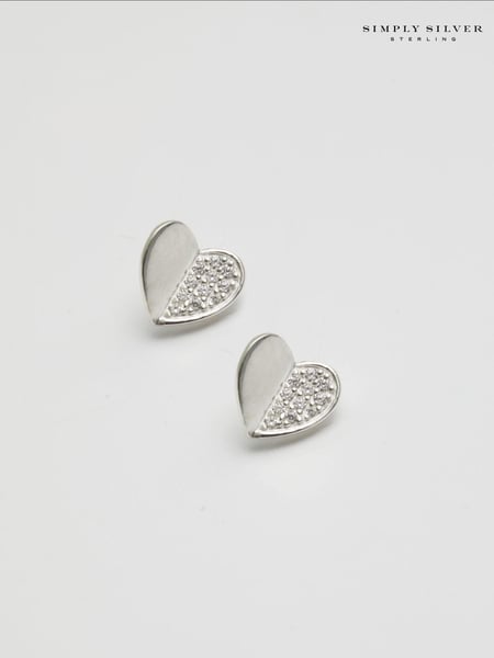 Simply Silver Sterling Silver Mini Heart Polished And Pave Stud Earrings (N52544) | € 31