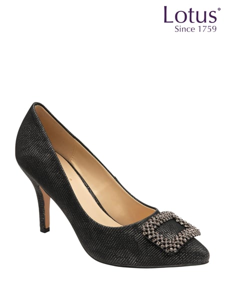 Lotus Black Snake-Print Court Shoes (N54202) | € 109