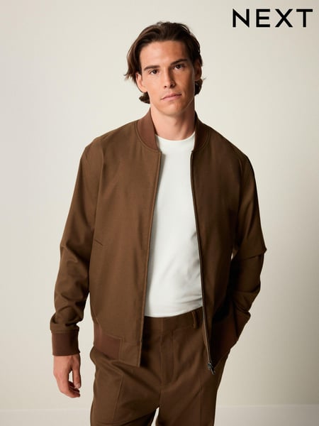 Brown Slim Fit Flannel Bomber Jacket (N54494) | € 30