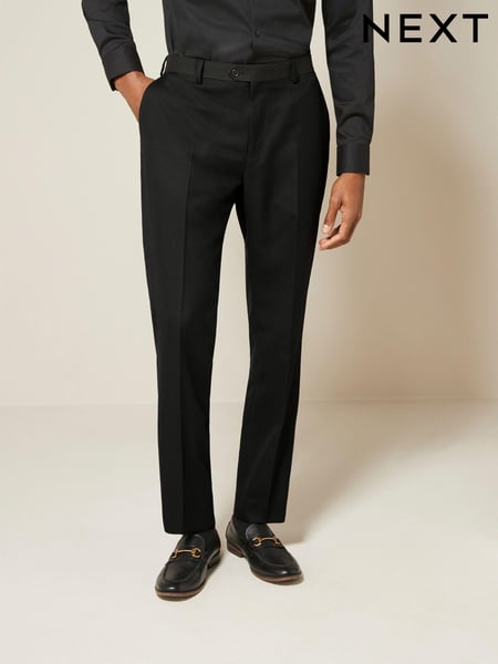 Black Regular Fit Textured Suit Trousers (N54856) | € 52