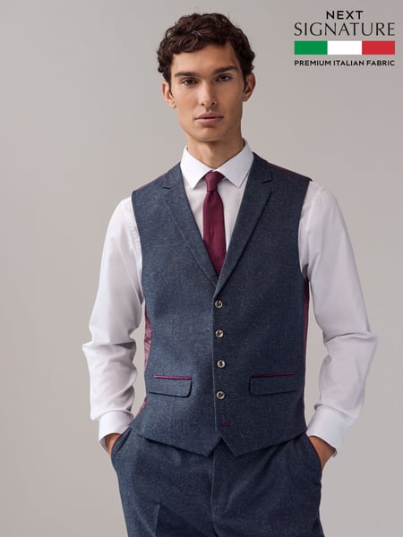 Navy Blue Trimmed Neppy Signature Nova Fides Suit Waistcoat (N54884) | € 30