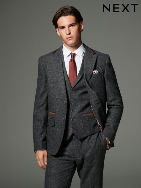 Charcoal Grey Regular Fit Trimmed Neppy Nova Fides Suit Jacket (N54888) | € 82