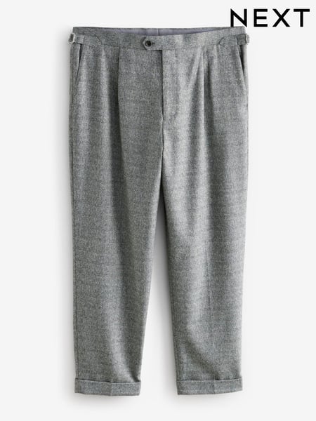 Grey Slim Fit Textured Herringbone Suit Trousers (N54893) | € 44