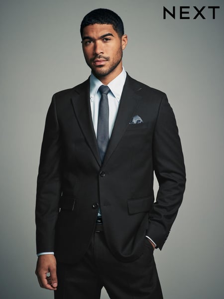 Black Slim Fit Flannel Suit Jacket (N54897) | € 125