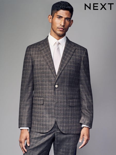 Brown Slim Fit Brushed Check Suit Jacket (N54907) | € 85