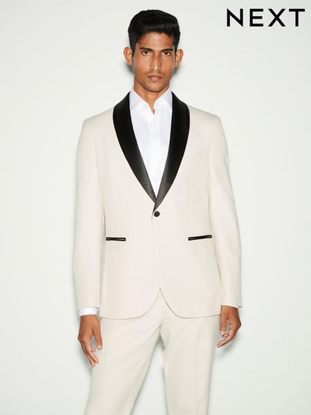 Ecru Slim Fit Tuxedo Suit Jacket (N54915) | € 110