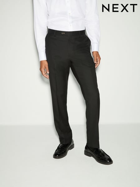 Black Trimmed Textured Self Lapel Tuxedo Suit Trousers (N54923) | € 52