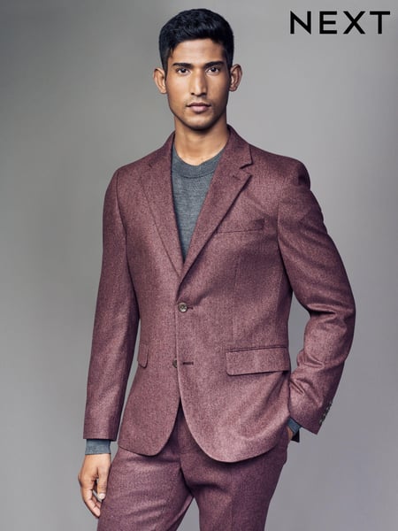Pink Slim Fit Wool Donegal Suit Jacket (N54939) | € 164
