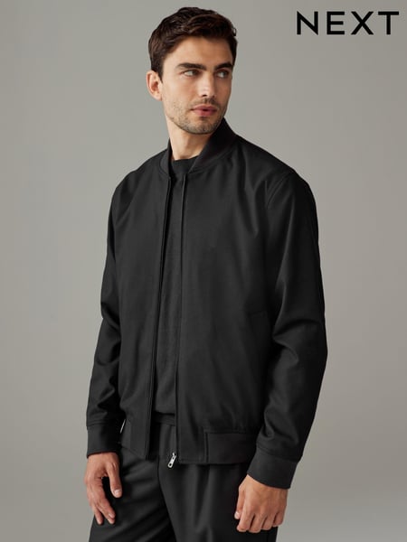Black Slim Fit Flannel Bomber Jacket (N54947) | € 52