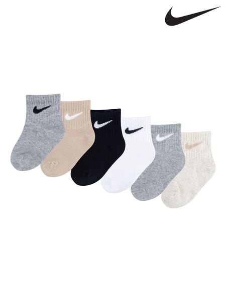 Nike Grey/Black Infant Swoosh Ankle Socks 6 Pack (N55086) | € 20