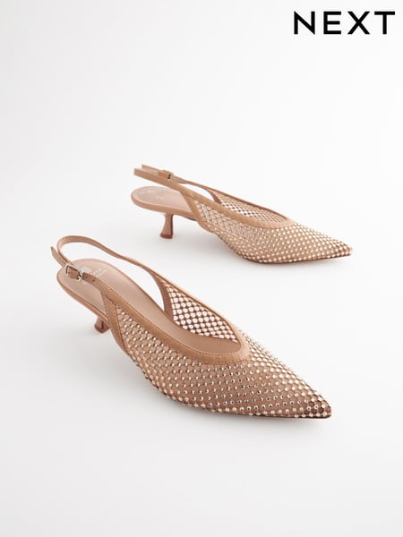 Nude Forever Comfort® Mesh Jewel Slingback Heel Shoes (N55206) | € 32
