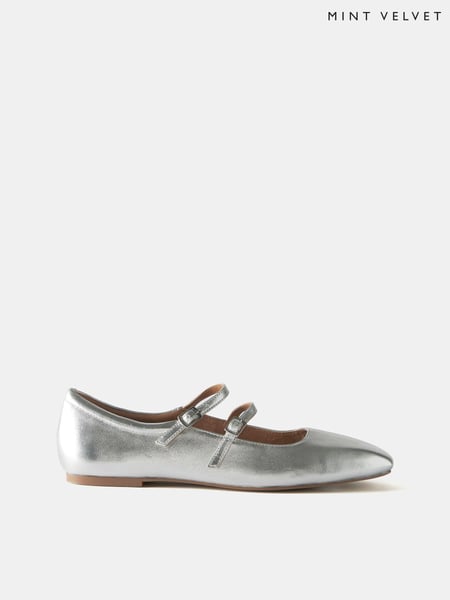 Mint Velvet Silver Ballet Pumps (N55556) | € 154