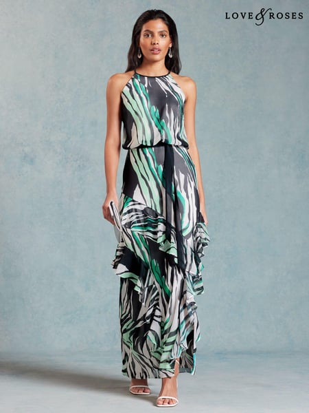 Love & Roses White Halterneck Ruffle Detail Maxi Dress (N55660) | € 51