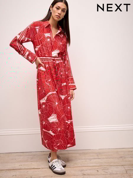 Red Umbrella Print Long Sleeve Column Midi Dress (N57043) | € 32