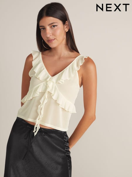 Ecru Mesh Ruffle Cami (N57289) | € 7