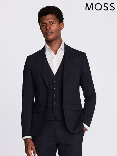 MOSS Blue Slim Fit Check Jacket (N58151) | € 264