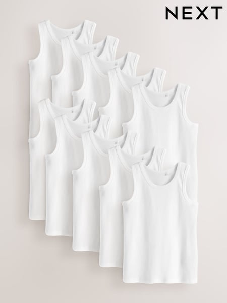 White Organic Cotton Vests 10 Pack (1.5-16yrs) (N59403) | € 28 - € 38