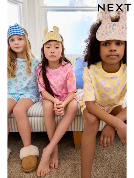 Pastel Leopard Print Short Pyjamas 3 Pack (3-16yrs) (N59623) | € 37 - € 47
