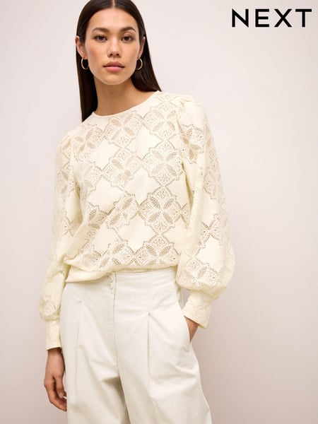 Ecru Lace Long Sleeve Blouse (N59835) | € 10