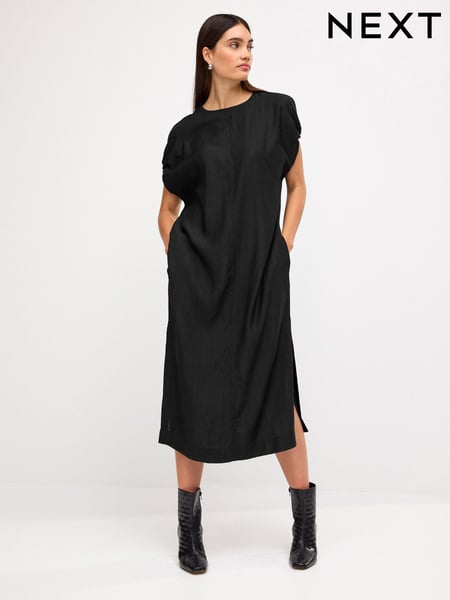Black Short Sleeve Column T-shirt Midi Dress (N59897) | € 22