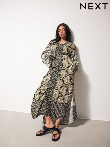 Black/Cream Summer Maxi Kaftan Dress (N61110) | € 14