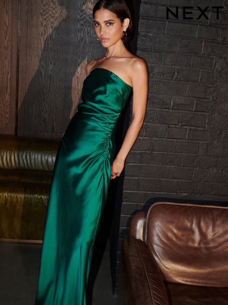 Green Satin Bandeau Midi Dress (N61930) | € 11