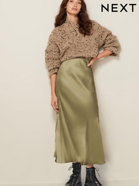 Green Tailored Satin Midi Skirt (N61934) | € 10