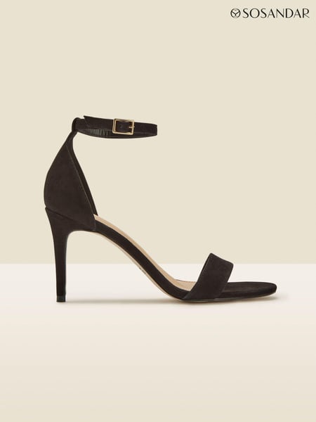 Sosandar Black Suede Barely There High Heels Sandals (N62332) | € 123