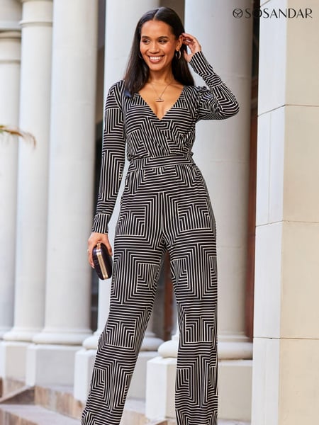 Sosandar Blue Wrap Front Wide Leg Jumpsuit (N62835) | € 133