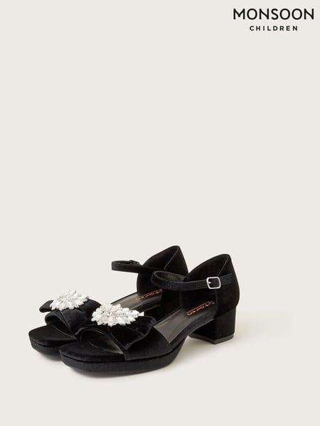 Monsoon Black Platform Velvet Sandals (N63178) | € 25 - € 27