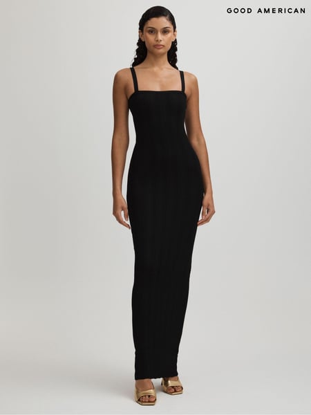 Good American Black Good American Plisse Maxi Dress (N63780) | € 260