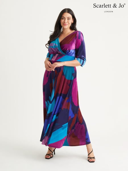 Scarlett & Jo Purple & Blue Multi Print Verity Maxi Gown (N64372) | € 203