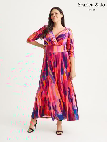 Scarlett & Jo Pink & Purple Multi Print Verity Maxi Gown (N64373) | € 203