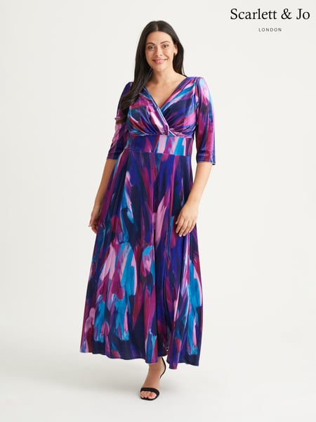 Scarlett & Jo Purple Multi Print Verity Maxi Gown (N64399) | € 203