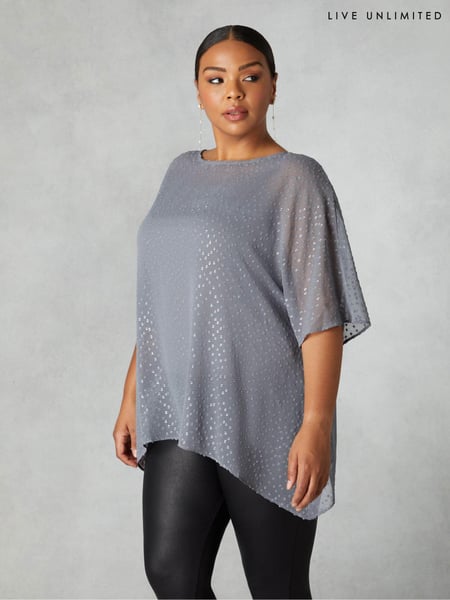 Live Unlimited Grey Metallic Dobby Overlay Top (N64488) | € 50