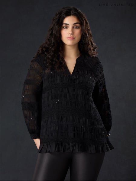 Live Unlimited Black Sequin Shirred Detail Blouse (N64493) | € 69