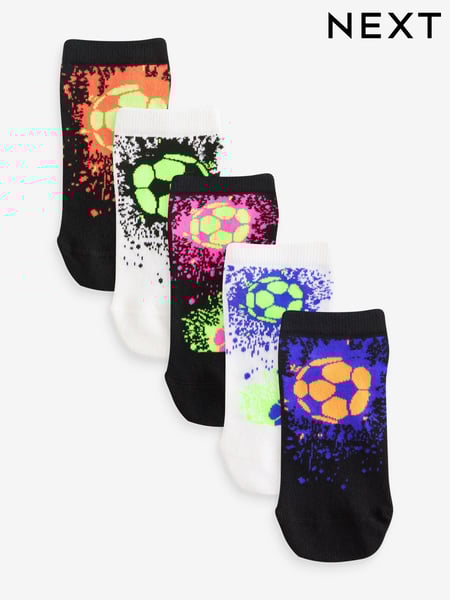 Bright Football Splat Cotton Rich Trainer Socks 5 Pack (N65785) | € 7 - € 9