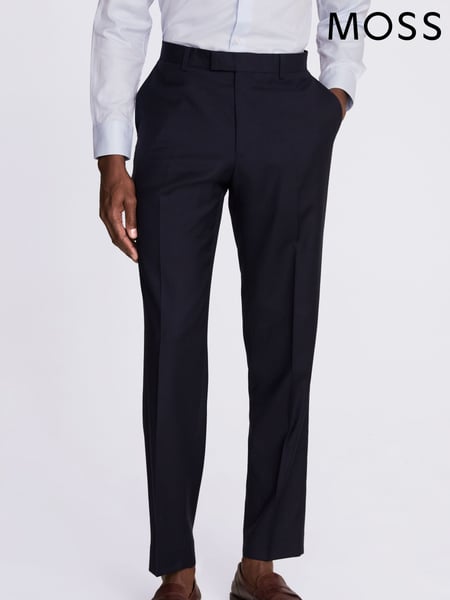 MOSS Blue Regular Fit Twill Trousers (N66672) | € 203