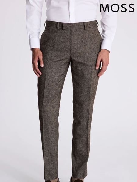 MOSS Brown Slim Fit Tweed Trousers (N66692) | € 140